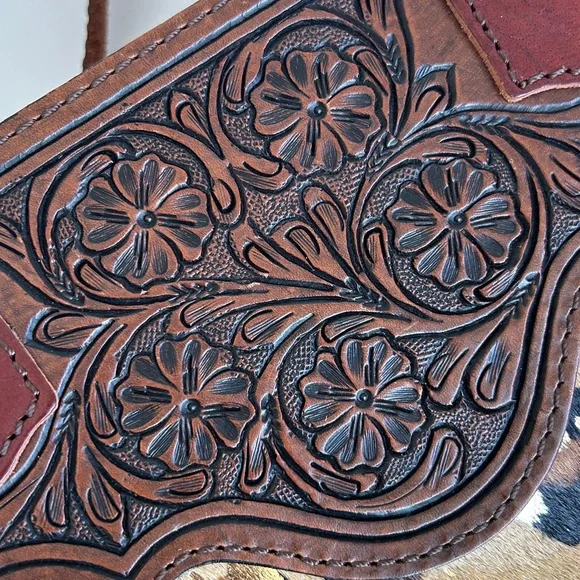 American Darling Cheetah Print & Gold Fringed Cowhide & Leather Purse /Tote Bag - Picture 5 of 15